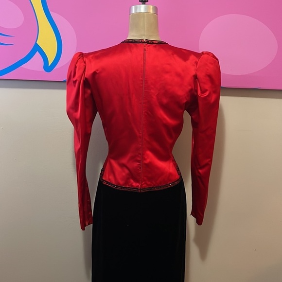 Givenchy Red Silk Black Sequin Velvet Matador Gown 1980s - Picture 7 of 16